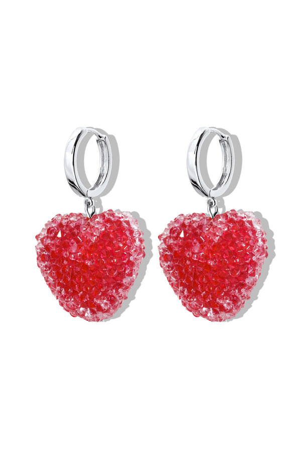 Crystal Haze Jelly Heart Hoops - Silver - Rouge