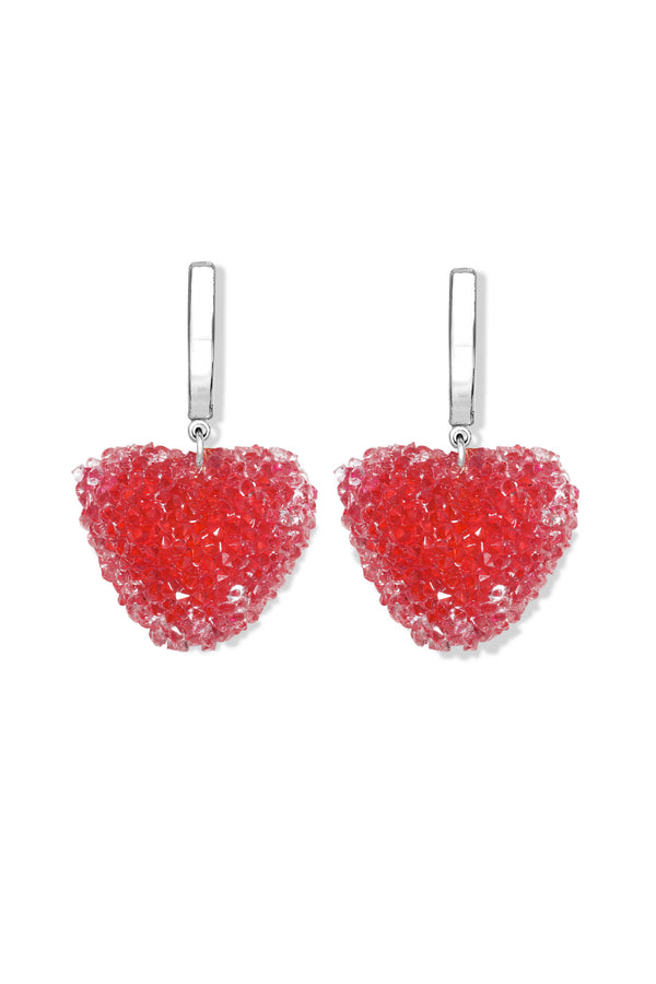 crystal haze Jelly Heart Hoops - Silver - Rouge