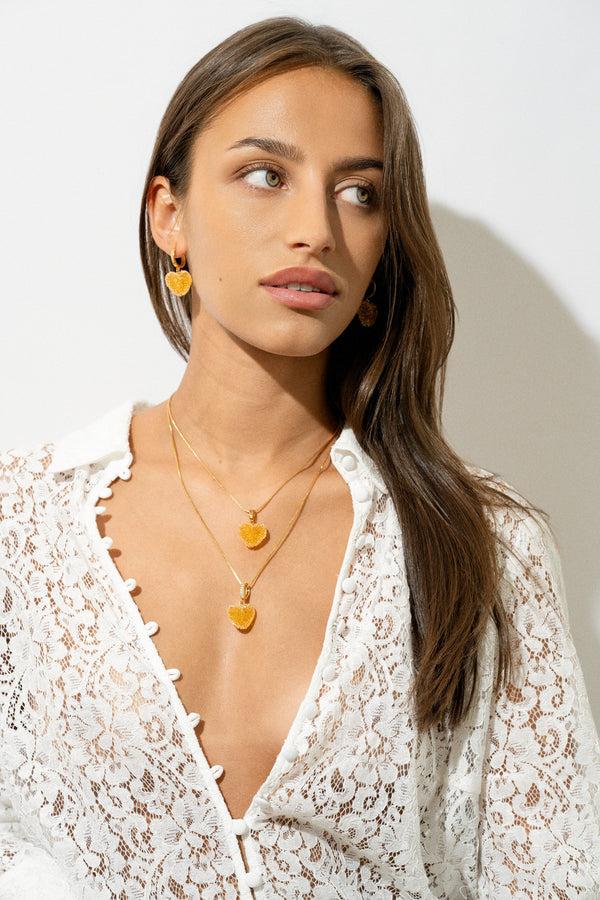 Crystal Haze Jelly Heart Hoops - Sunshine Orange