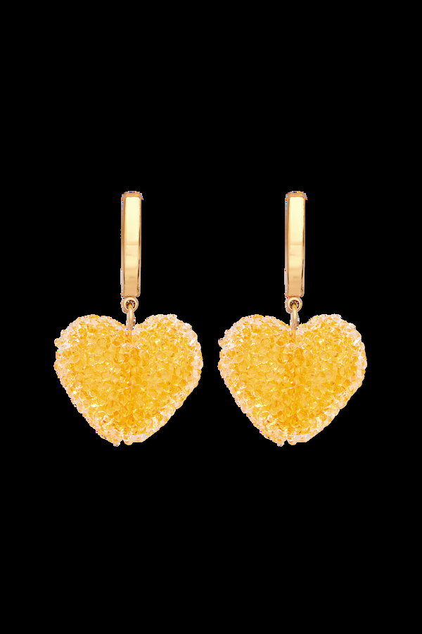 Crystal Haze Jelly Heart Hoops - Sunshine Orange