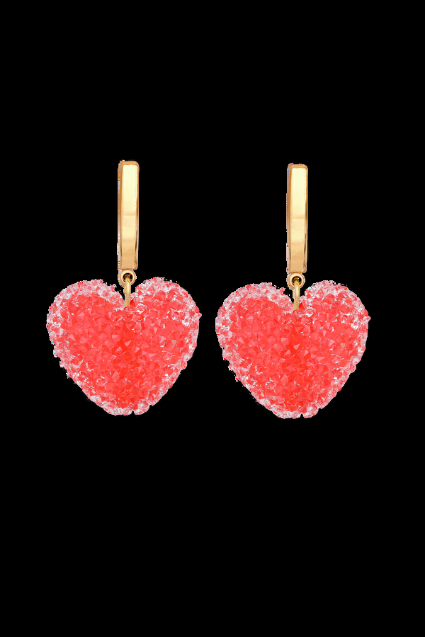 Crystal Haze Jelly Heart Hoops - Watermelon