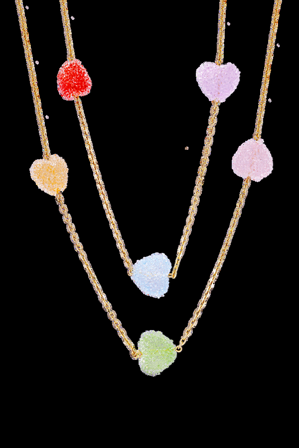 crystal haze Jelly Heart Layering Necklace
