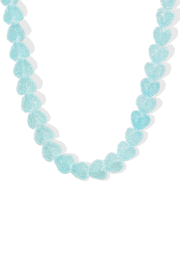 crystal haze Jelly Heart Necklace - Baby Blue