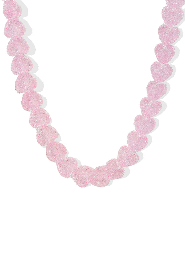 crystal haze Jelly Heart Necklace - Baby Pink