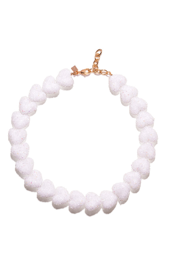 Crystal Haze Jelly Heart Necklace - Cloud