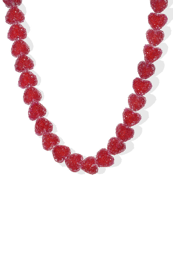crystal haze Jelly Heart Necklace - Rouge