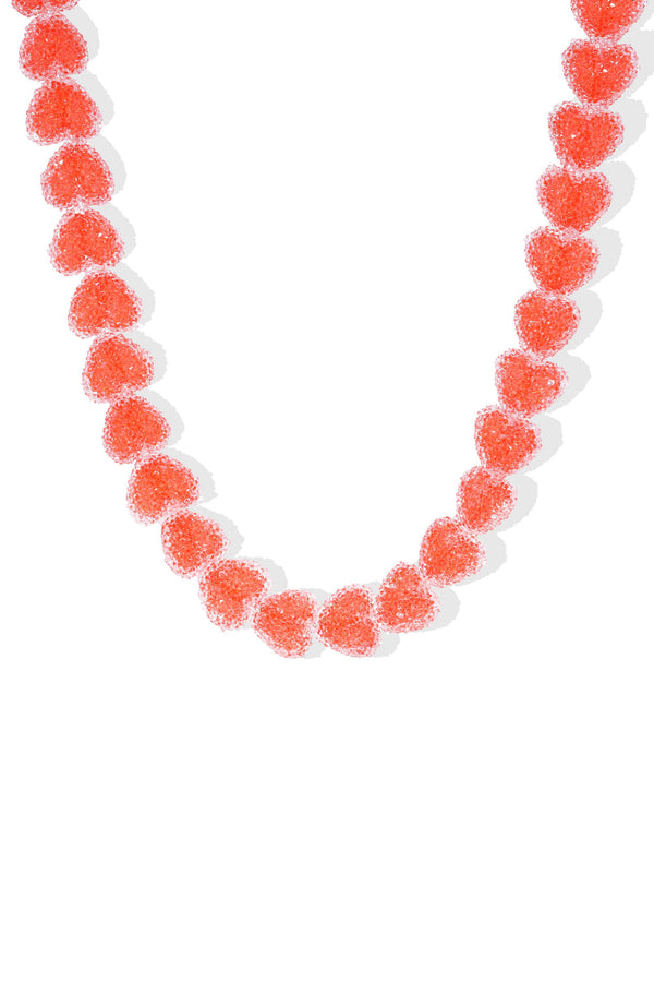 crystal haze Jelly Heart Necklace - Watermelon