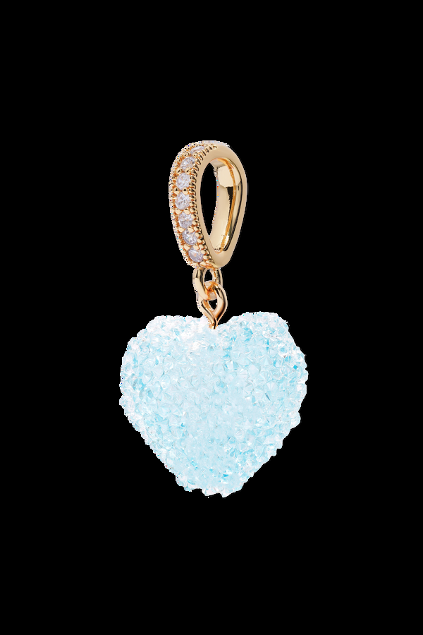 crystal haze Jelly Heart - Pave Connector - Baby Blue