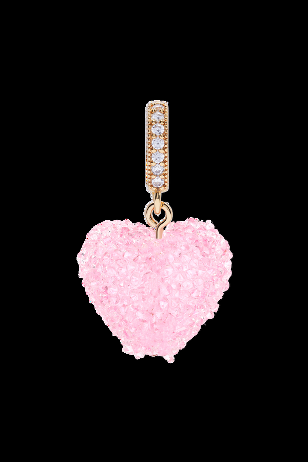 crystal haze Jelly Heart - Pave Connector - Baby Pink
