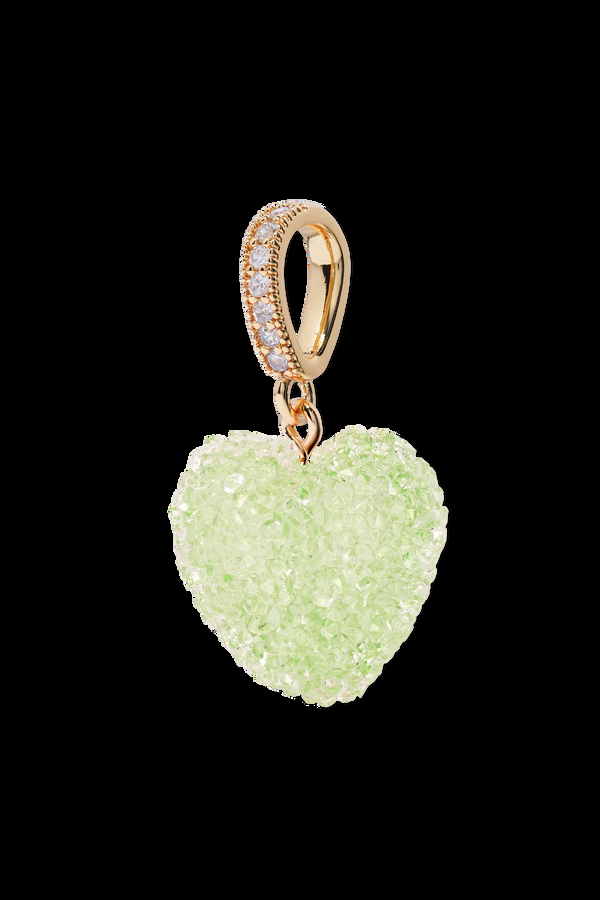 Crystal Haze Jelly Heart - Pave Connector - Pistachio