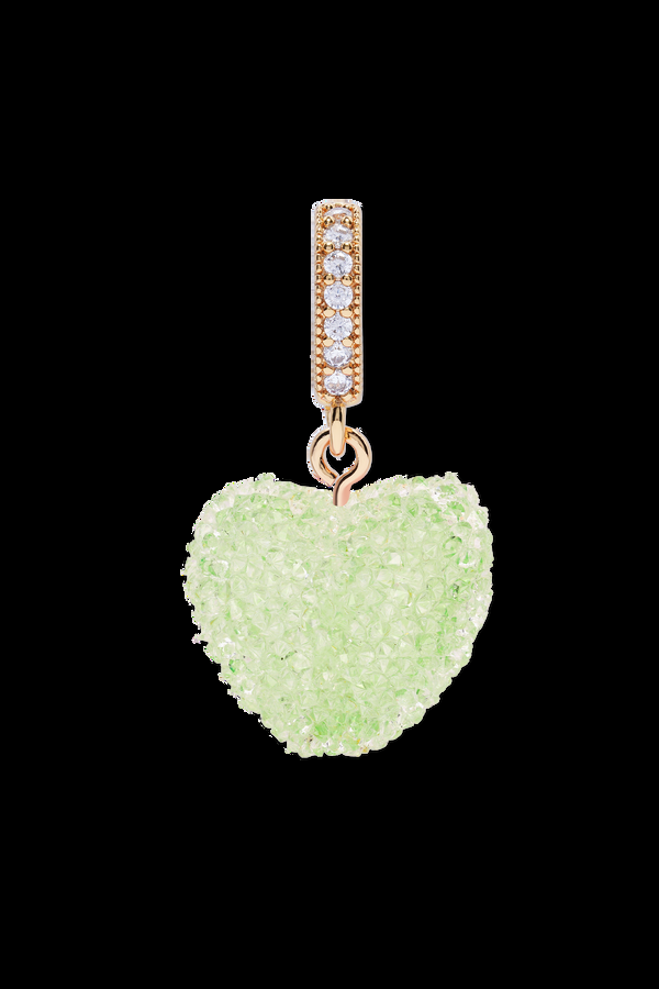 crystal haze Jelly Heart - Pave Connector - Pistachio