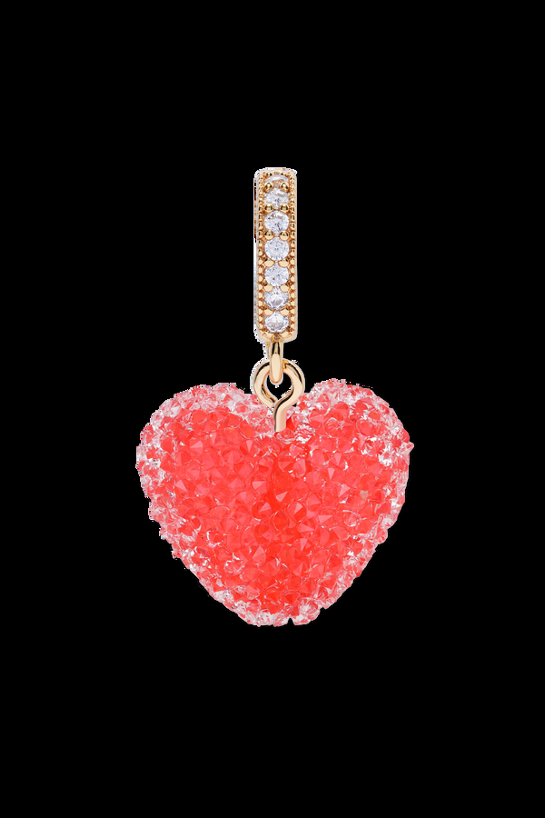 Crystal Haze Jelly Heart - Pave Connector - Watermelon