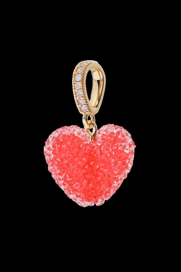 crystal haze Jelly Heart - Pave Connector - Watermelon