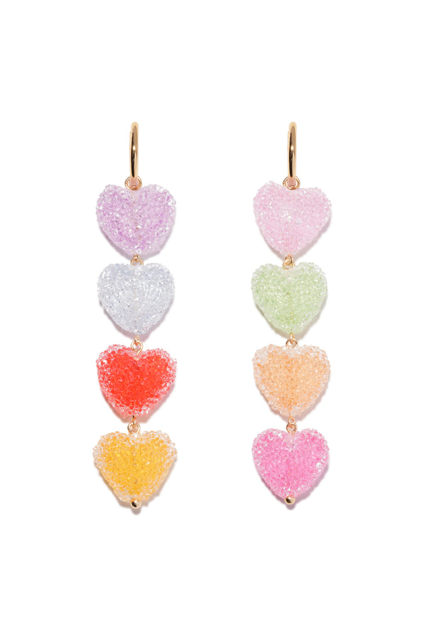 crystal haze Jelly Heart Stack Earrings