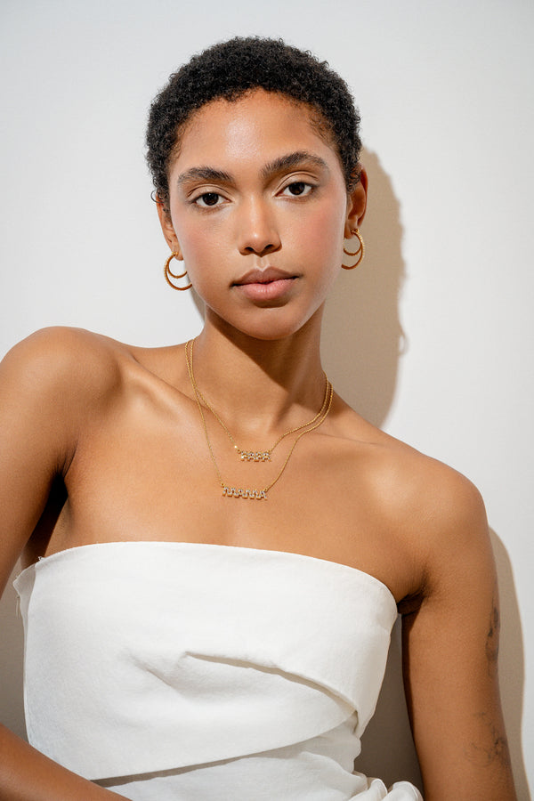 Crystal Haze Mama Baguette Necklace
