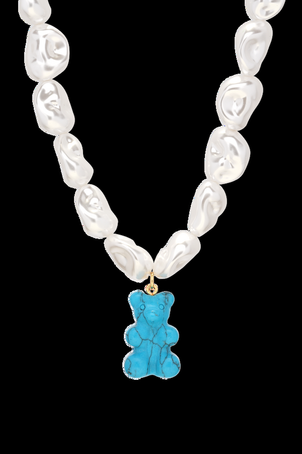 crystal haze Mega Turquoise Pearl Necklace