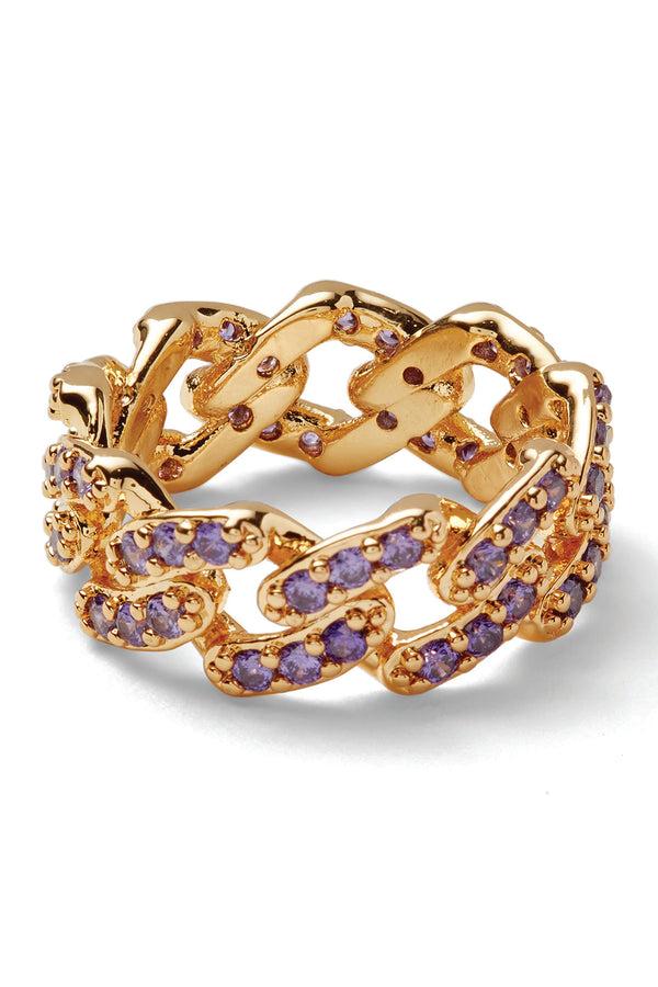 crystal haze Mexican Chain Ring - Lavender