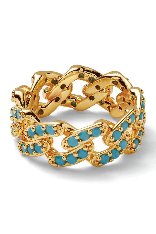 crystal haze Mexican Chain Ring Mykonos Blue
