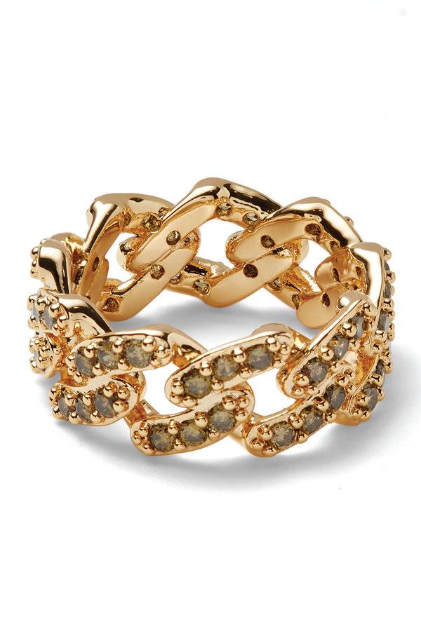crystal haze Mexican Chain Ring - Olive
