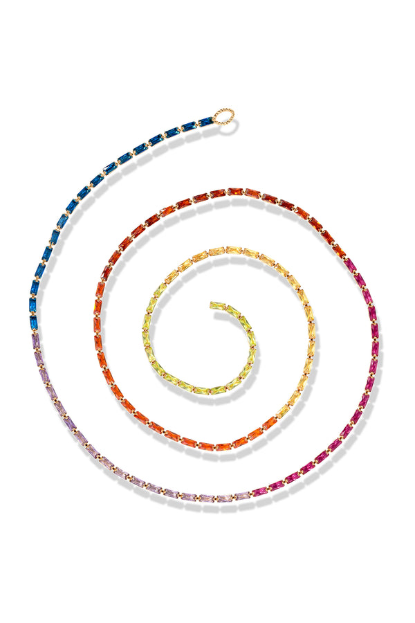 Crystal Haze Mini Baguette Chakra Lariat