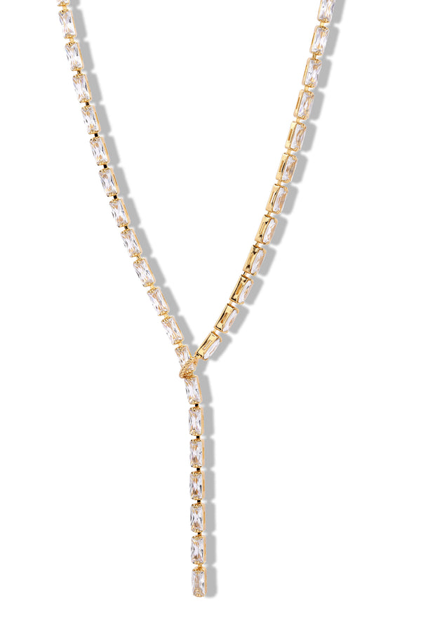 crystal haze Mini Baguette Lariat Clear