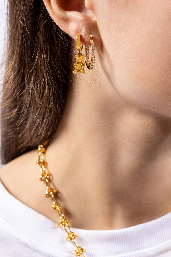 Crystal Haze Mini Nostalgia Bear Hoop - Golden