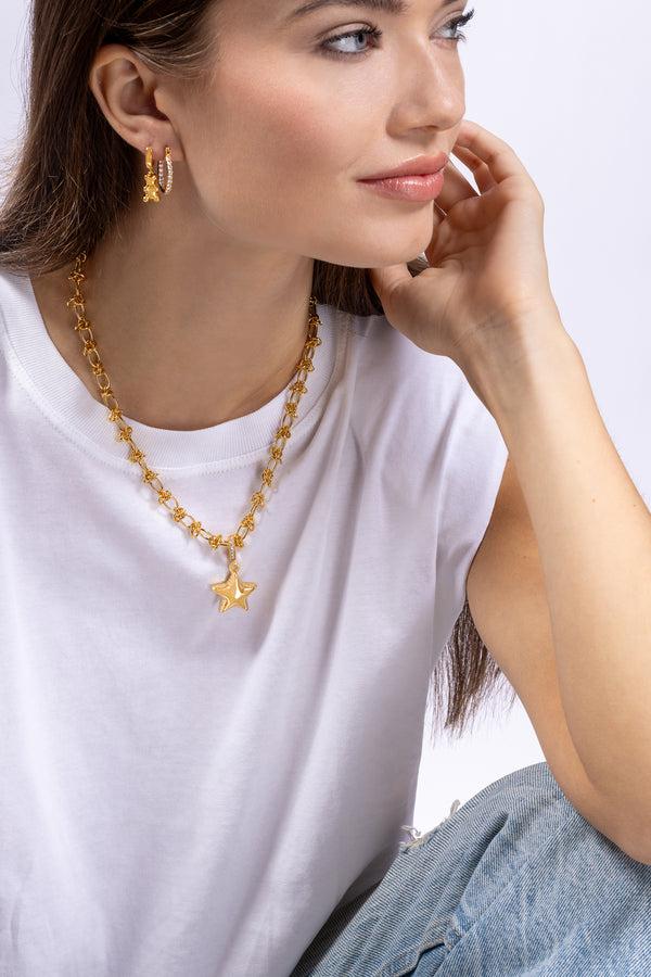 Crystal Haze Mini Nostalgia Bear Hoop - Golden