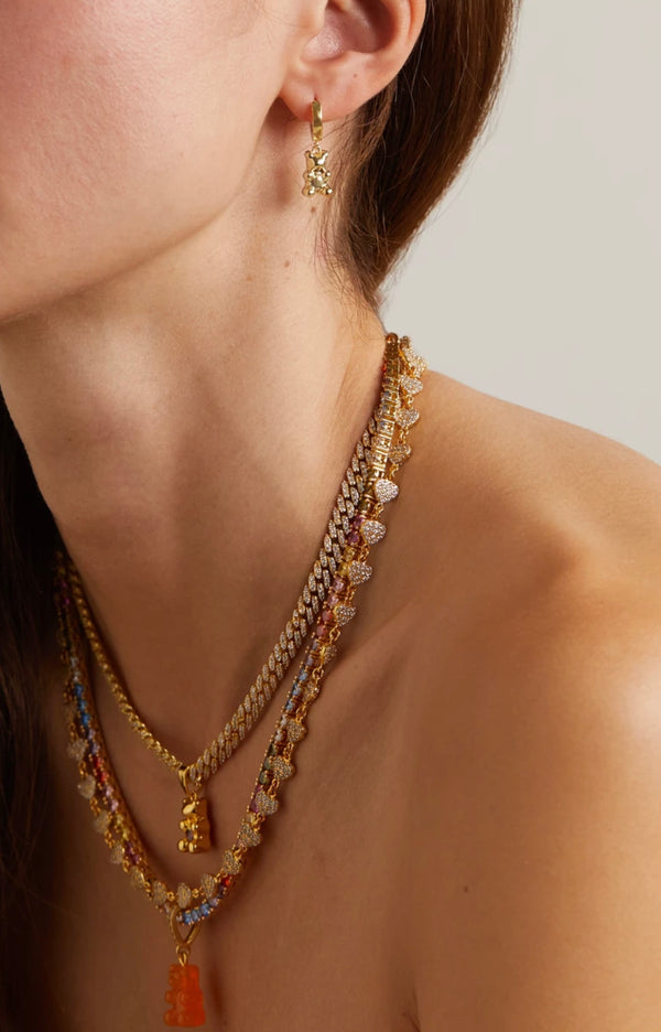 Crystal Haze Mini Nostalgia Bear Hoop - Golden