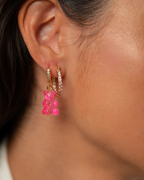 Crystal Haze Mini Serena Hoops - Bubblegum Pink
