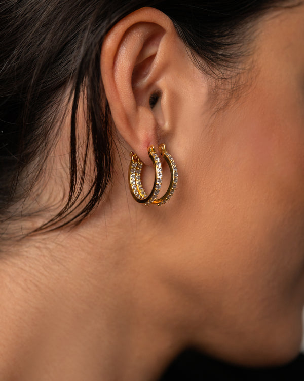 Crystal Haze Mini Serena Hoops - Clear