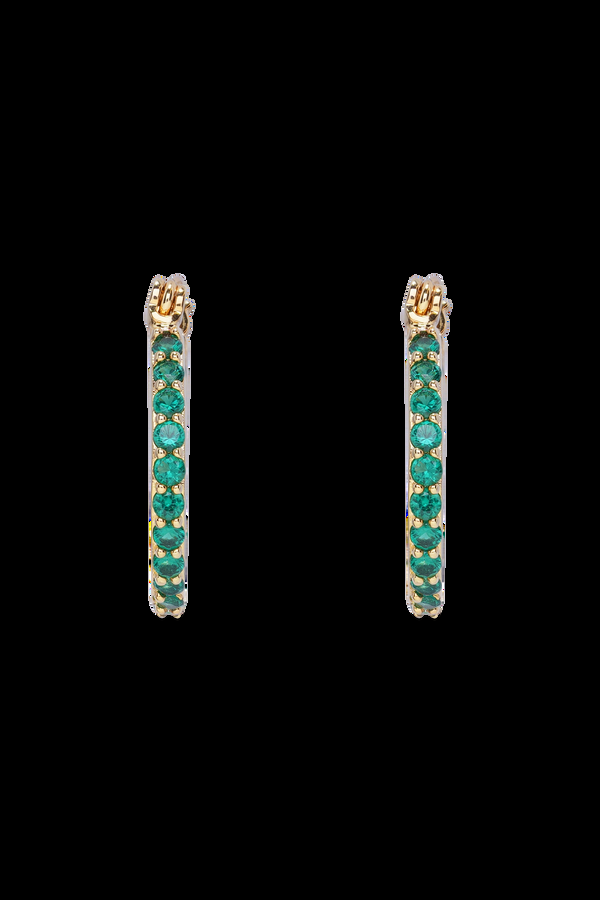 Crystal Haze Mini Serena Hoops - Emerald