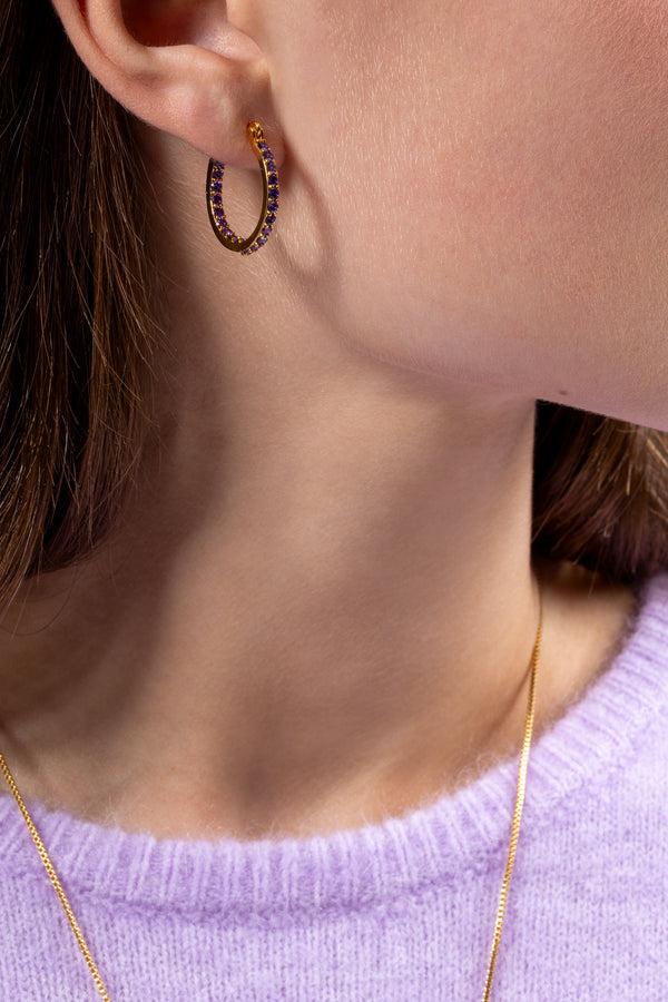Crystal Haze Mini Serena Hoops - Lavender
