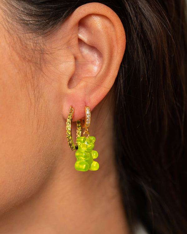 Crystal Haze Mini Serena Hoops - Olive