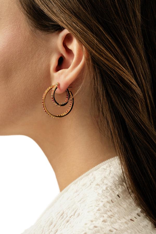 Crystal Haze Mini Serena Hoops - Rainbow
