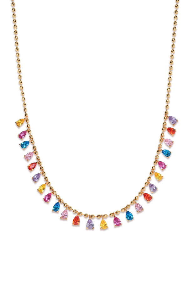 crystal haze Mirror Pear Drop Rainbow Necklace