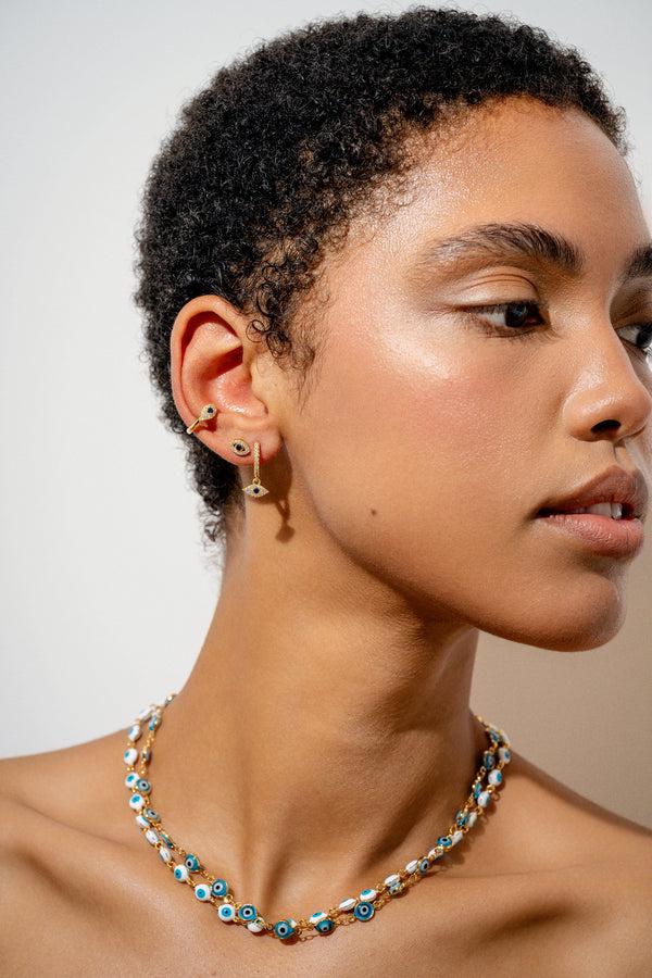Crystal Haze No Envy - Evil Eye Stud - Greek Blue