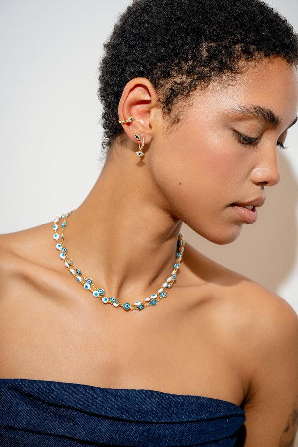 Crystal Haze No Envy - Evil Eye Stud - Greek Blue