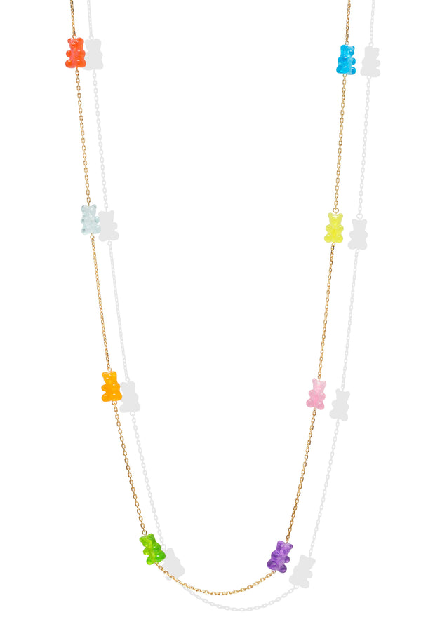 Crystal Haze Nostalgia Bear Layering Necklace
