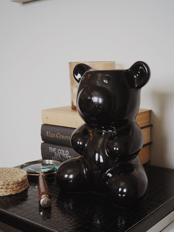 Crystal Haze Nostalgia Bear Vase - Black