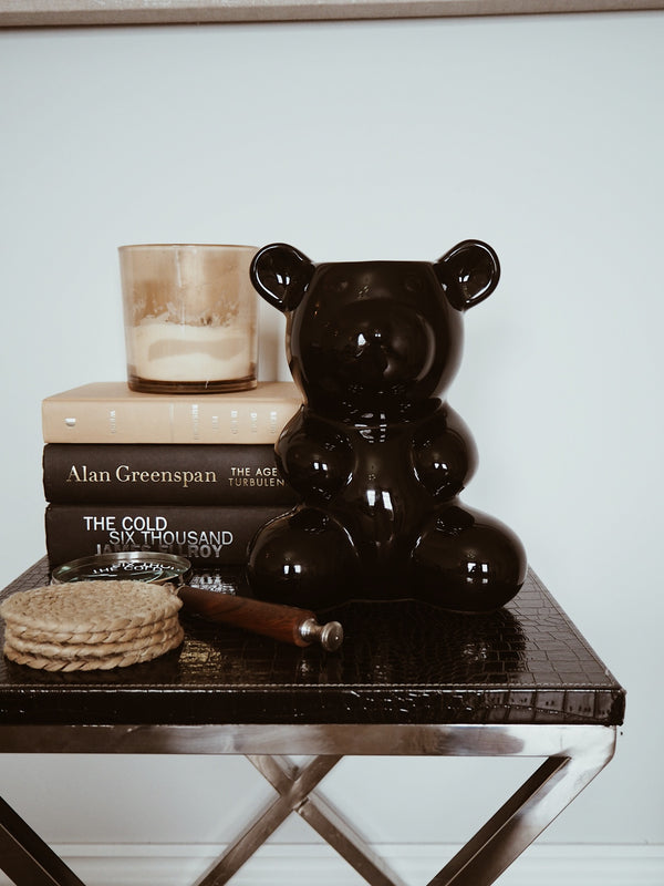 Crystal Haze Nostalgia Bear Vase - Black