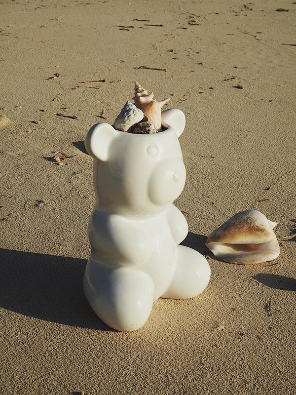 Crystal Haze Nostalgia Bear Vase - White