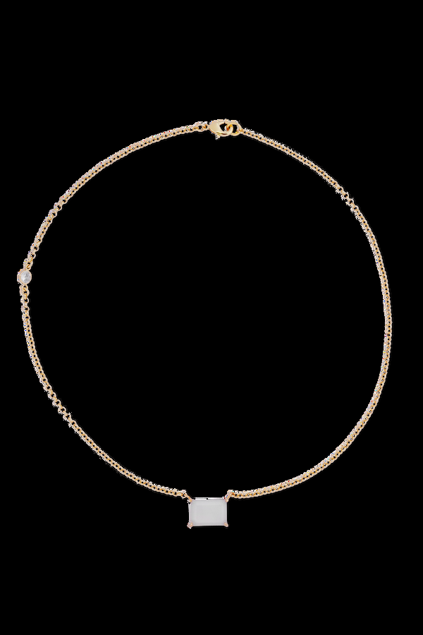 Crystal Haze Opal Baguette Necklace