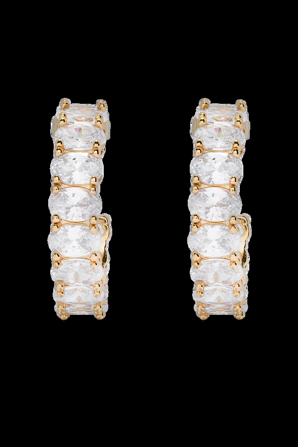 Crystal Haze Oval Cut Hoops - Gold