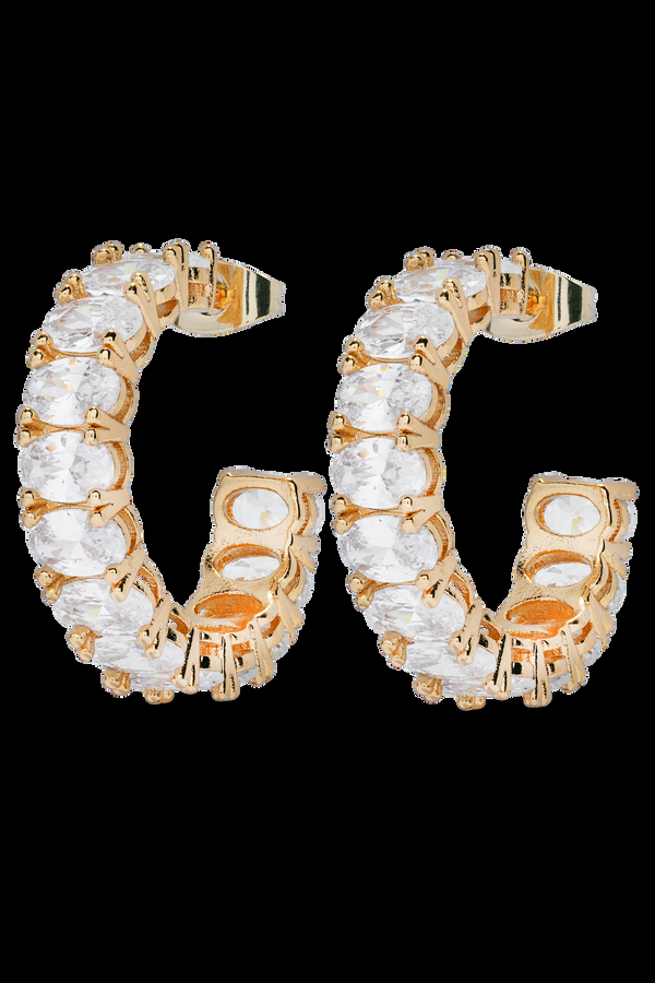 crystal haze Oval Cut Hoops - Gold