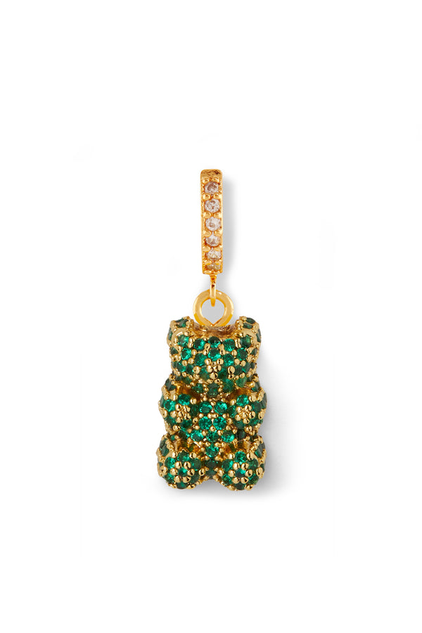 Crystal Haze Pave Nostalgia Bear Hoop - Emerald