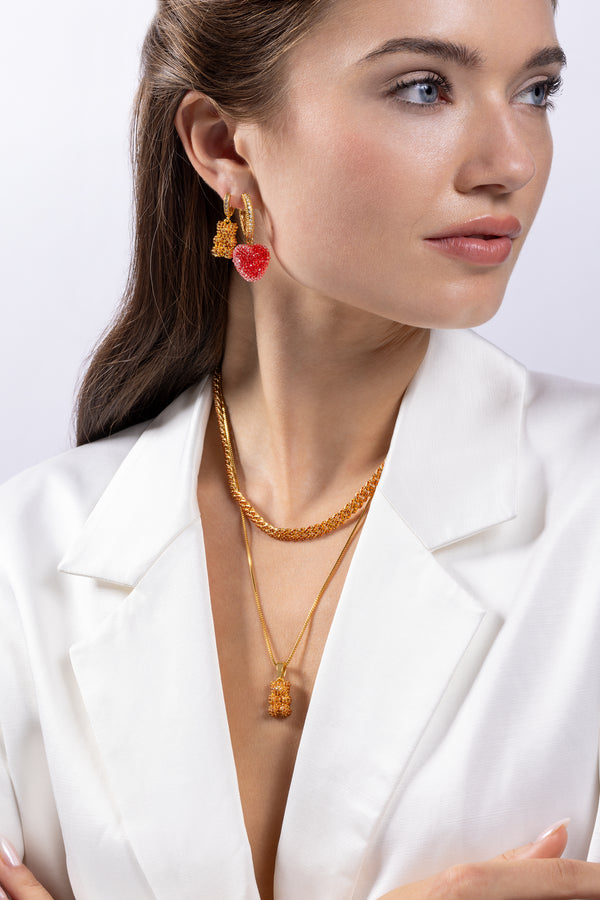Crystal Haze Pave Nostalgia Bear Hoop - Ginger