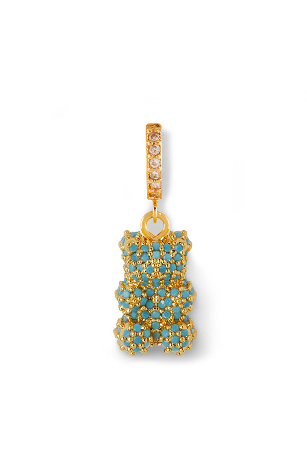Crystal Haze Pave Nostalgia Bear Hoop - Mykonos Blue