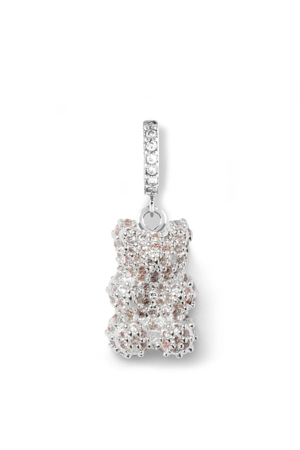 Crystal Haze Pave Nostalgia Bear Hoop - Silver Pave