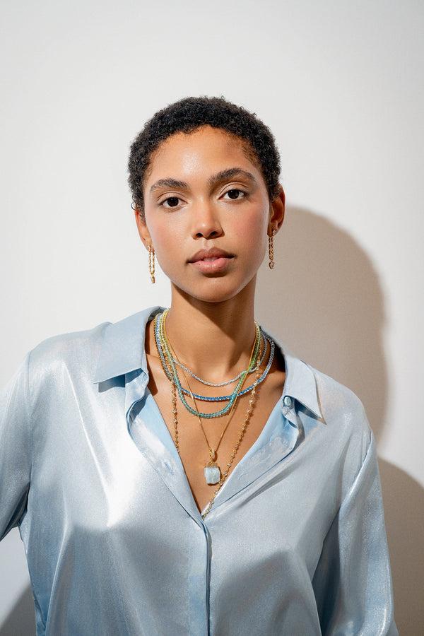 Crystal Haze Pear Drop Earrings