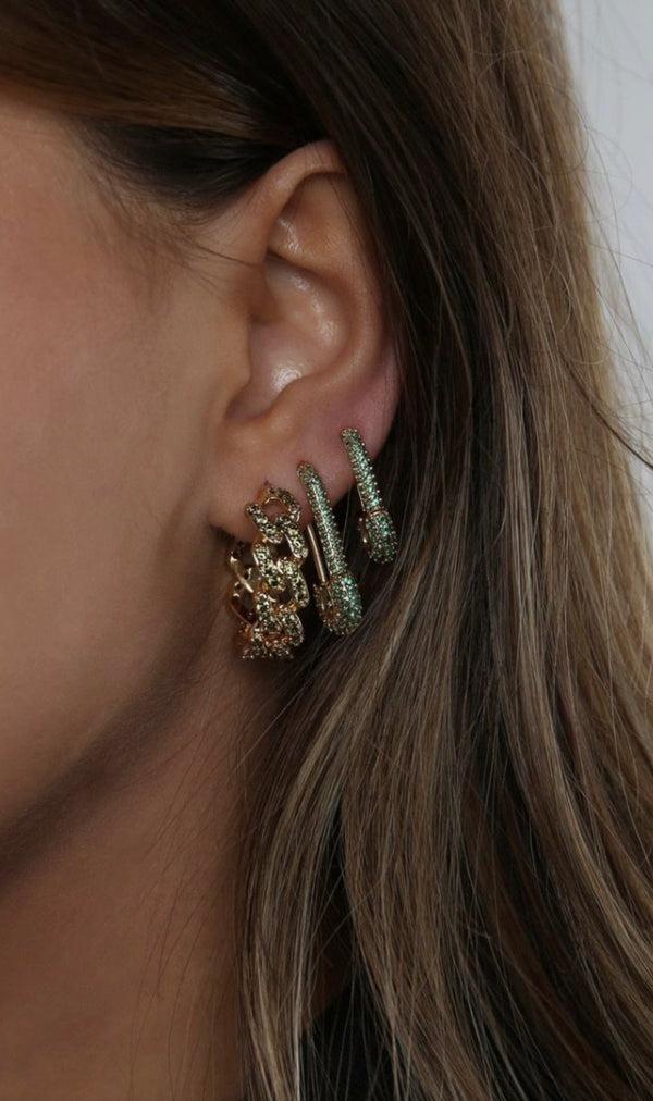 Crystal Haze Pin Up Earrings - Emerald
